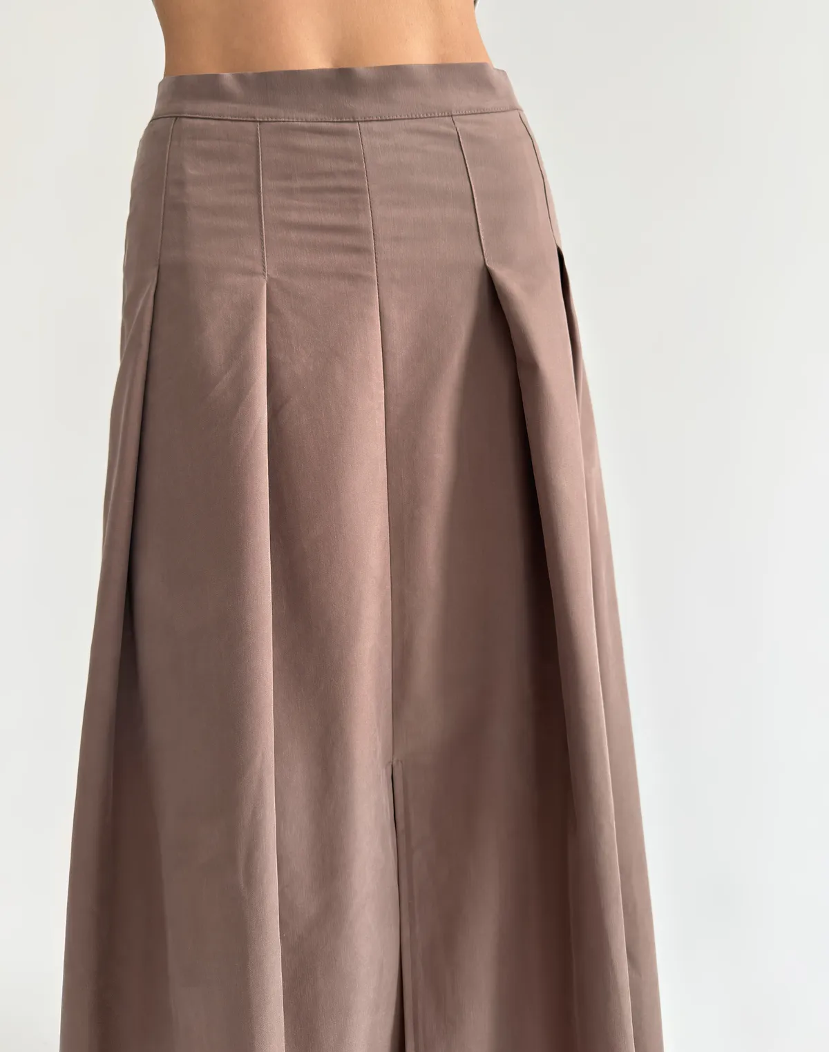 Спідниця максі у складку, коричнева - Фото 5
