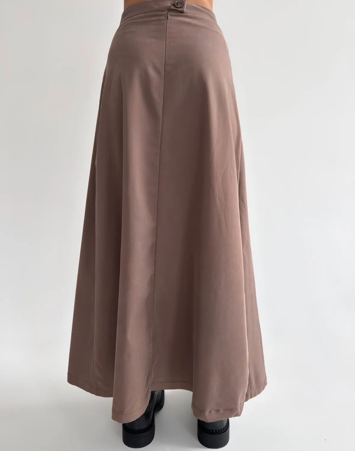 Спідниця максі у складку, коричнева - Фото 2