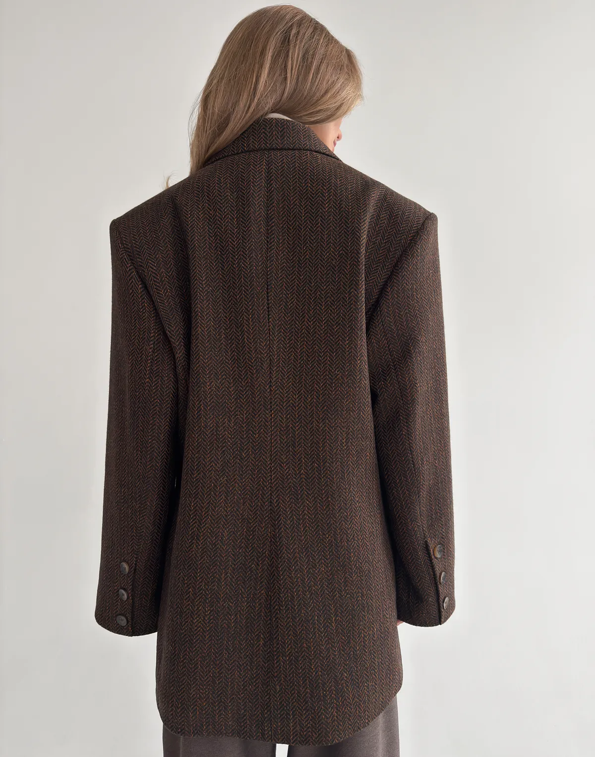 Жакет осінній оверсайз з двома рядами ґудзиків, бежевий - Фото 2