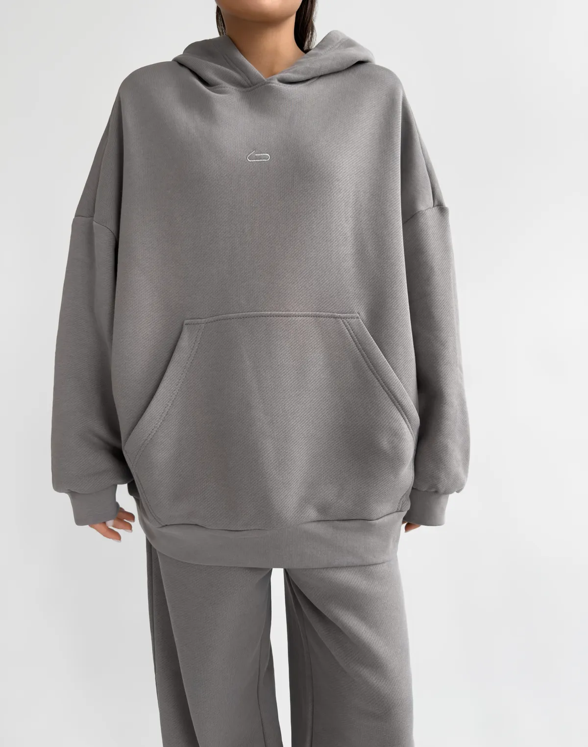 Худі оверсайз з начосом, темний сірий - Фото 7