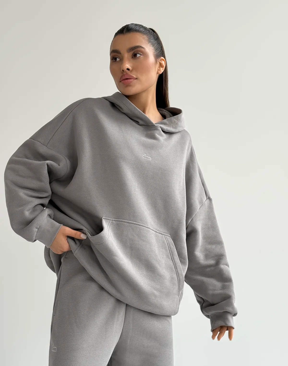 Худі оверсайз з начосом, темний сірий - Фото 6