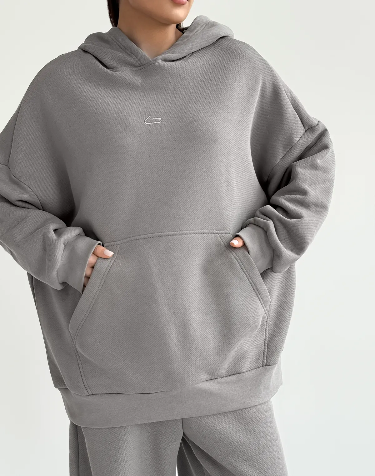 Худі оверсайз з начосом, темний сірий - Фото 1