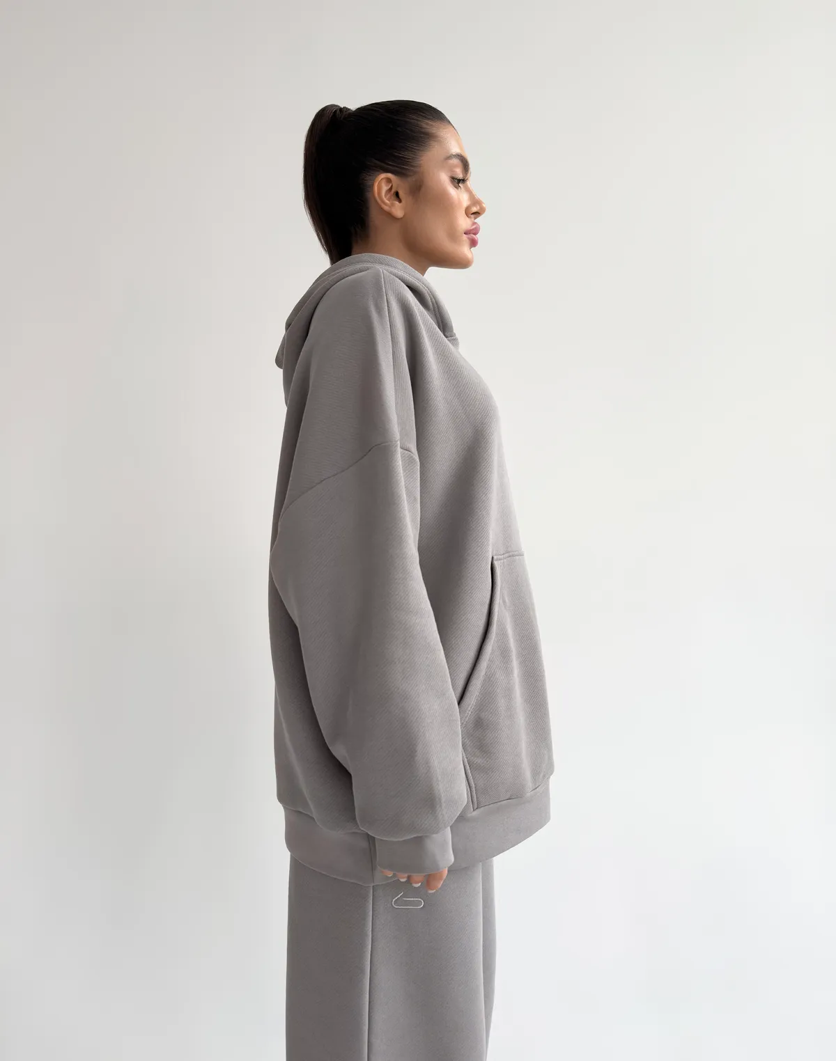 Худі оверсайз з начосом, темний сірий - Фото 5