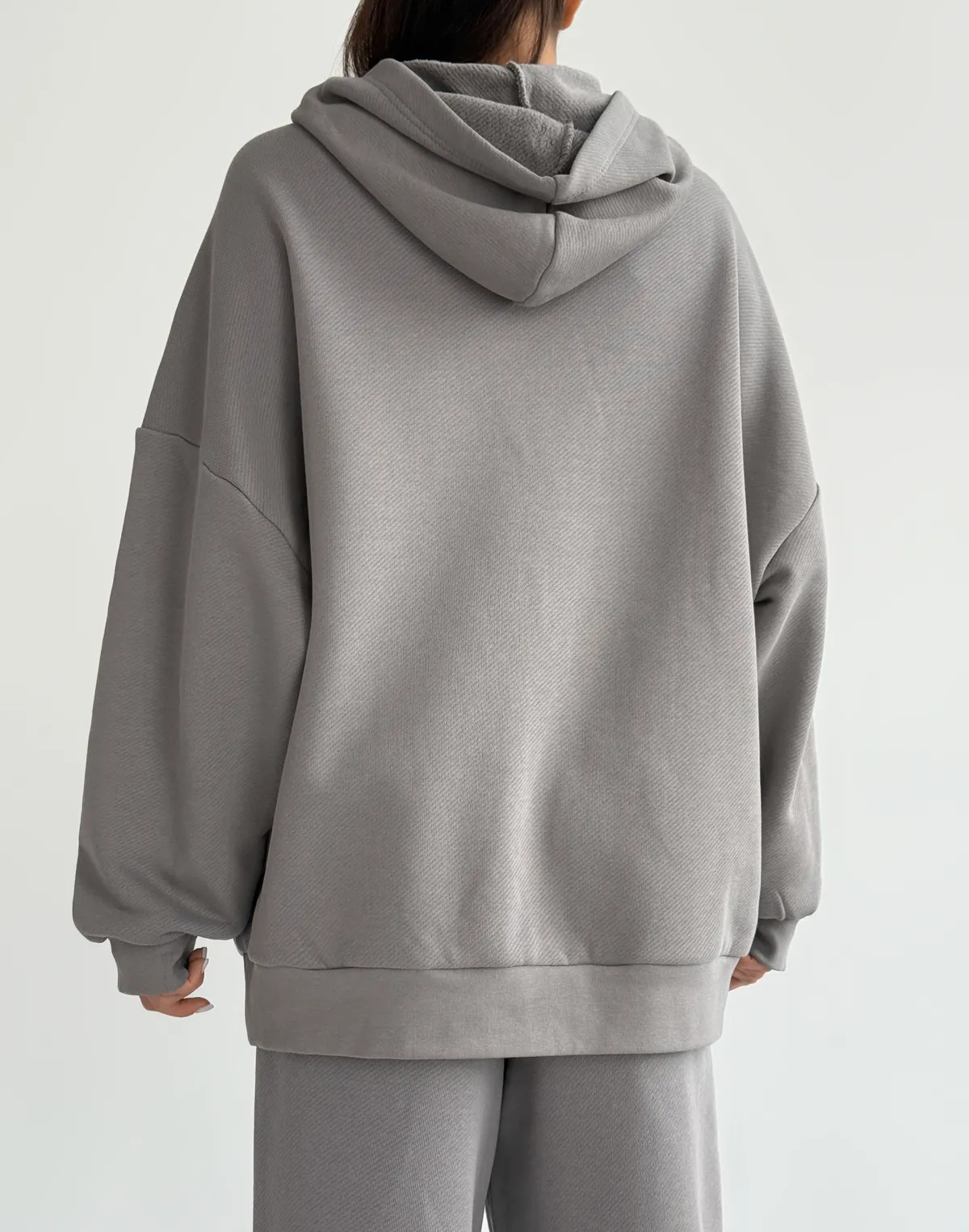 Худі оверсайз з начосом, темний сірий - Фото 2