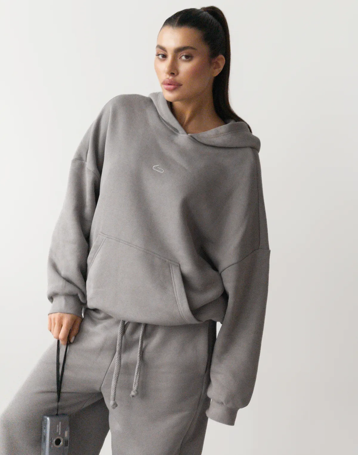 Худі оверсайз з начосом, темний сірий - Фото 4