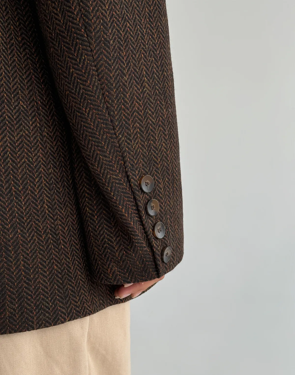 Жакет оверсайз вовняний у текстуру, бежевий - Фото 7