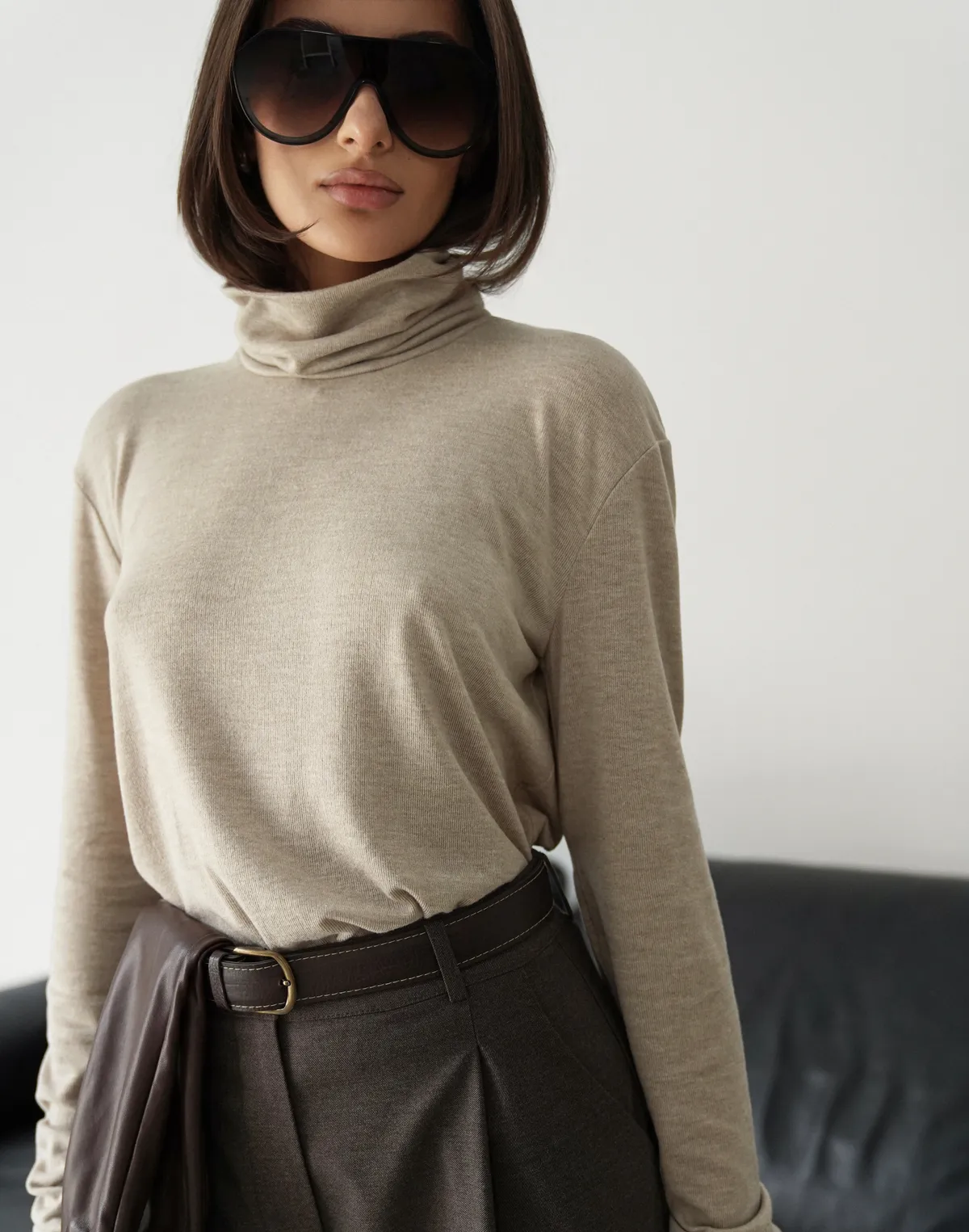 Гольф вільного крою, кавовий - Фото 4