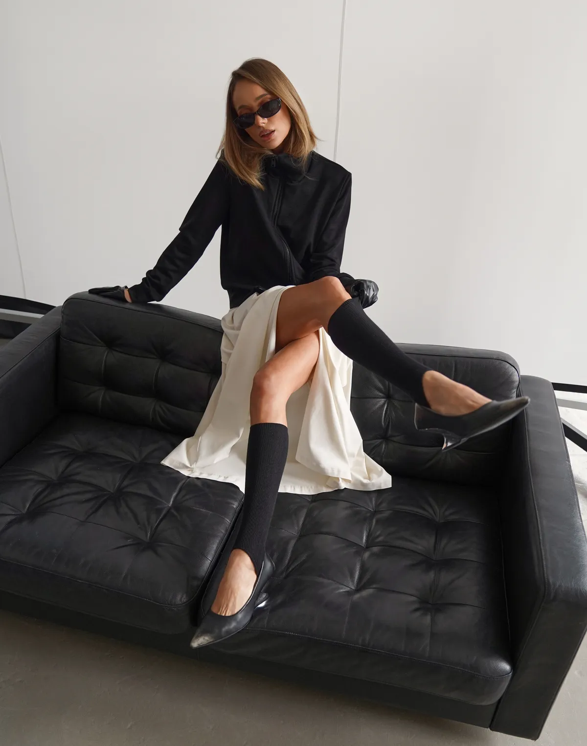 Спідниця максі у складку, молочна - Фото 6