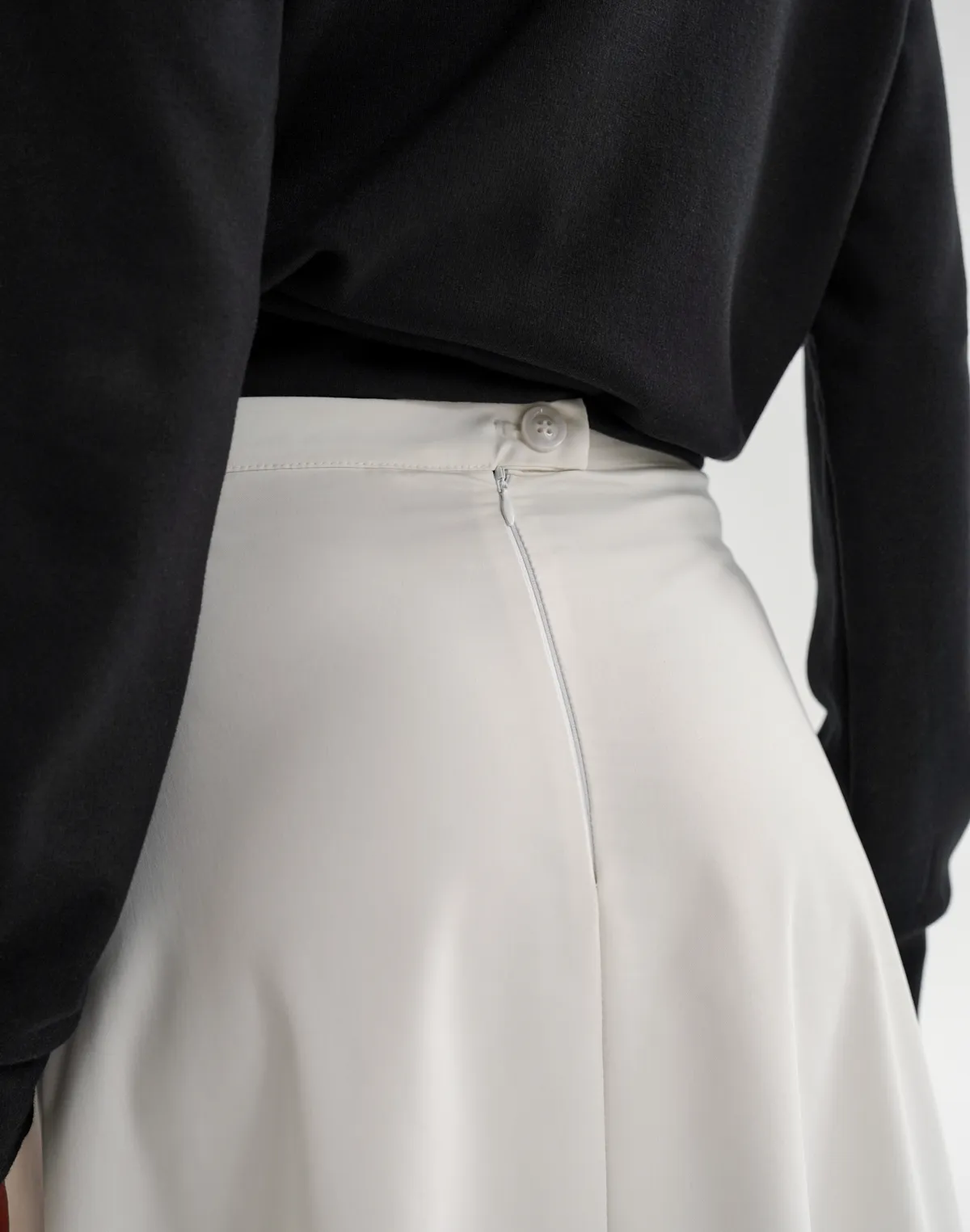 Спідниця максі у складку, молочна - Фото 5