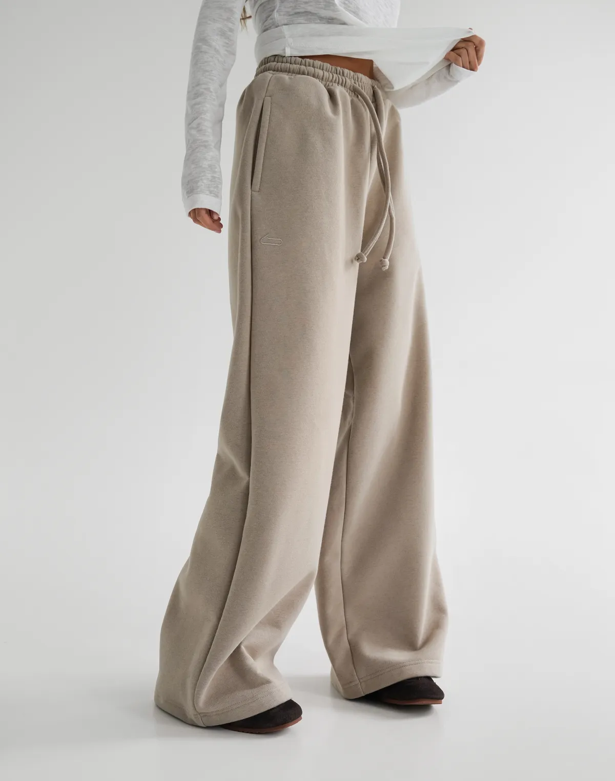 Штани вільного крою з начосом зимові, кава з молоком - Фото 8