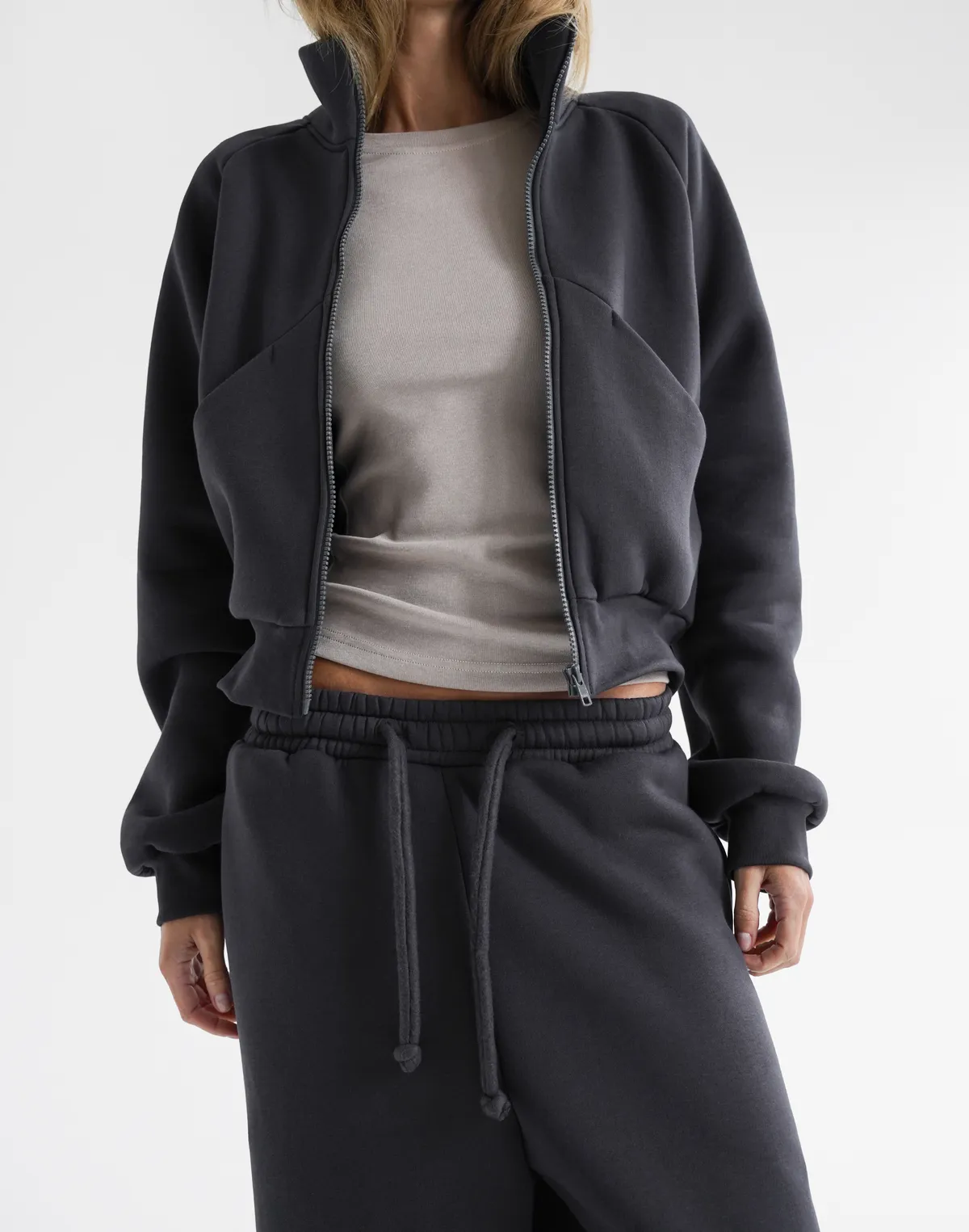 Штани вільного крою з начосом зимові, темний графіт - Фото 8