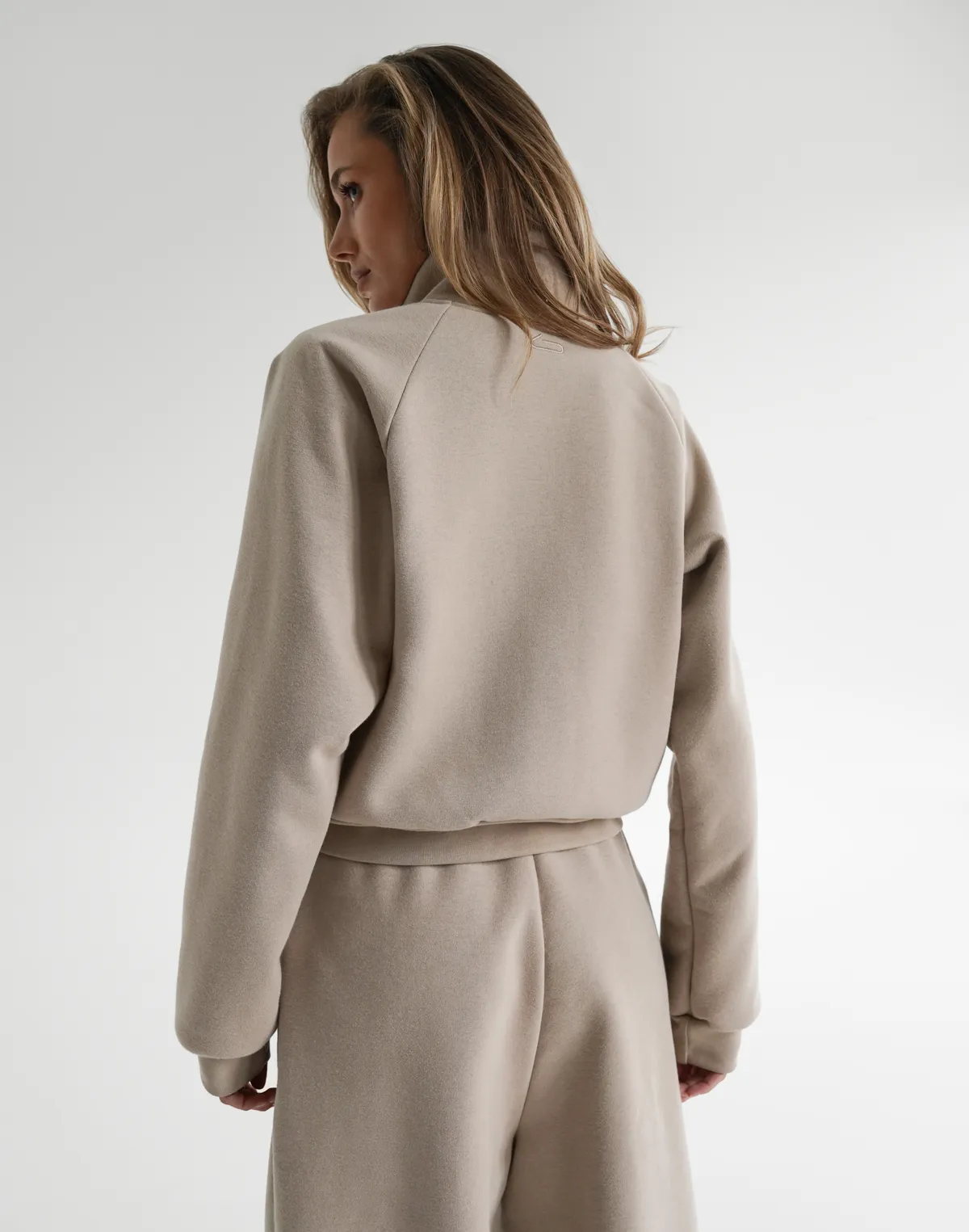 Зіпер з начосом з декоративними швами, кава з молоком - Фото 2