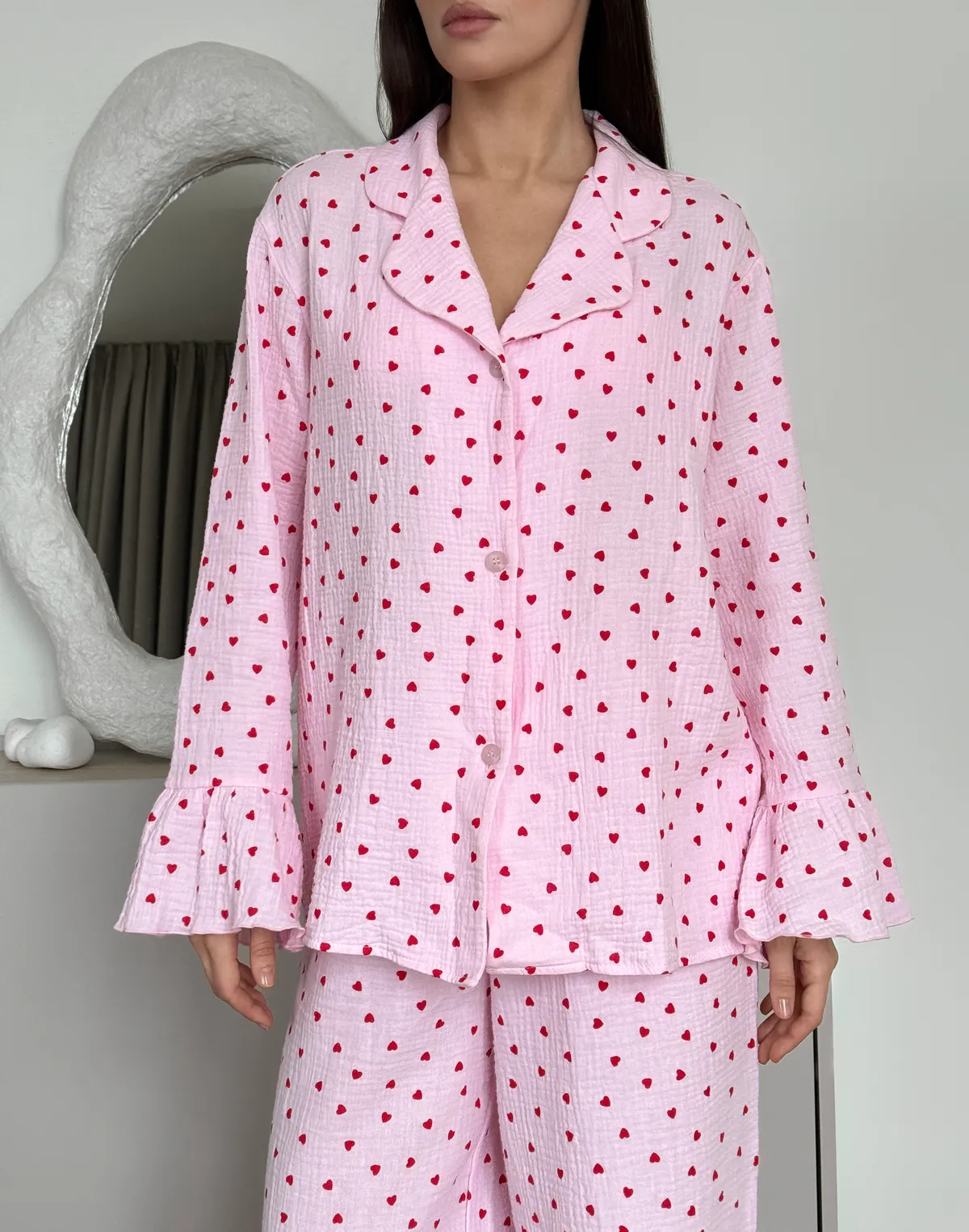 Сорочка піжамна, червоно-рожева - Фото 7