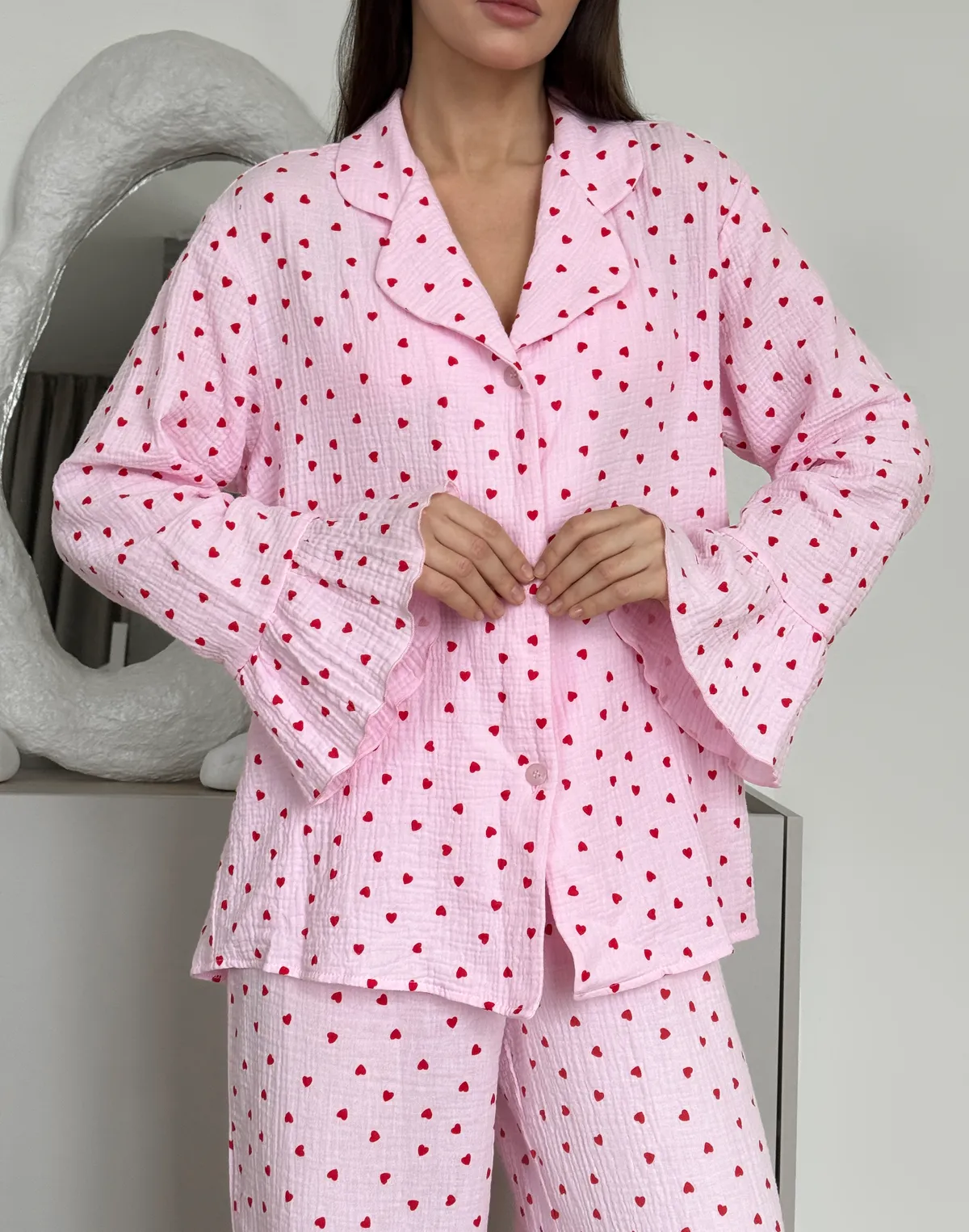 Сорочка піжамна, червоно-рожева - Фото 1