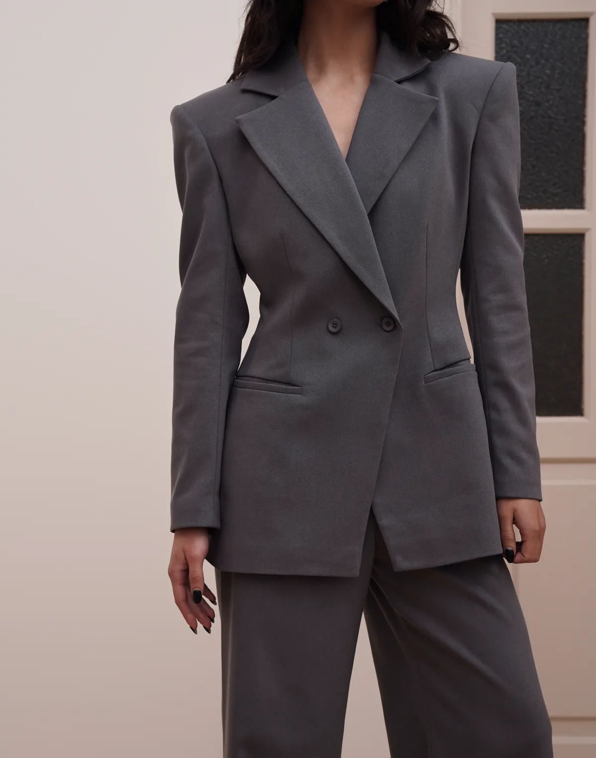 Жакет з акцентною талією, графіт - Фото 1