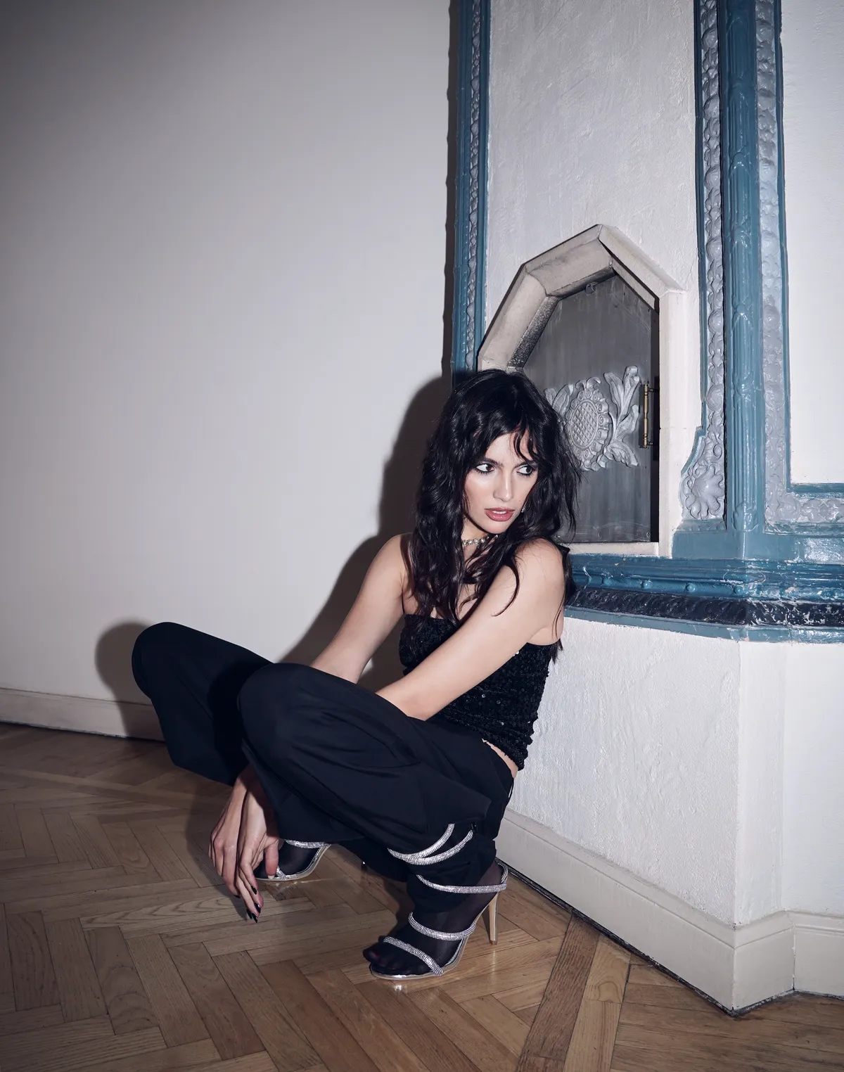 Топ-бандо з тканини з паєтками, синій - Фото 2