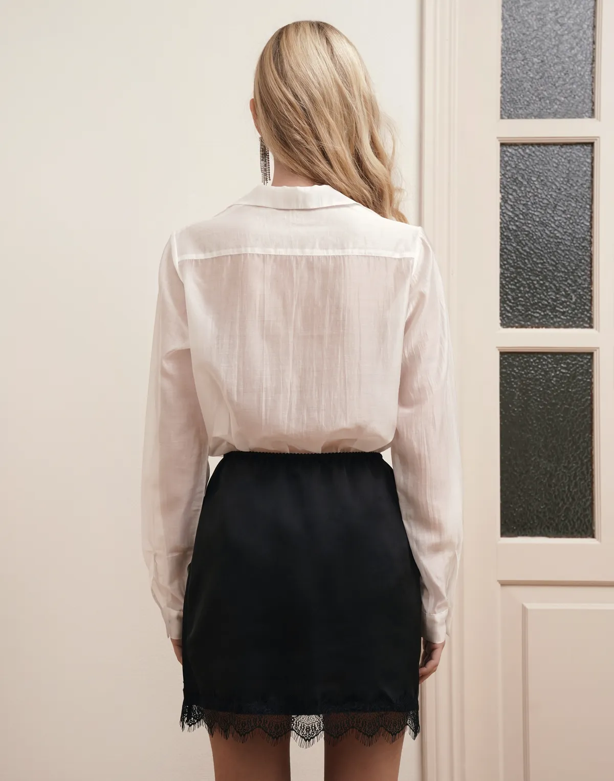 Напівпрозора сорочка базова, молочна - Фото 2