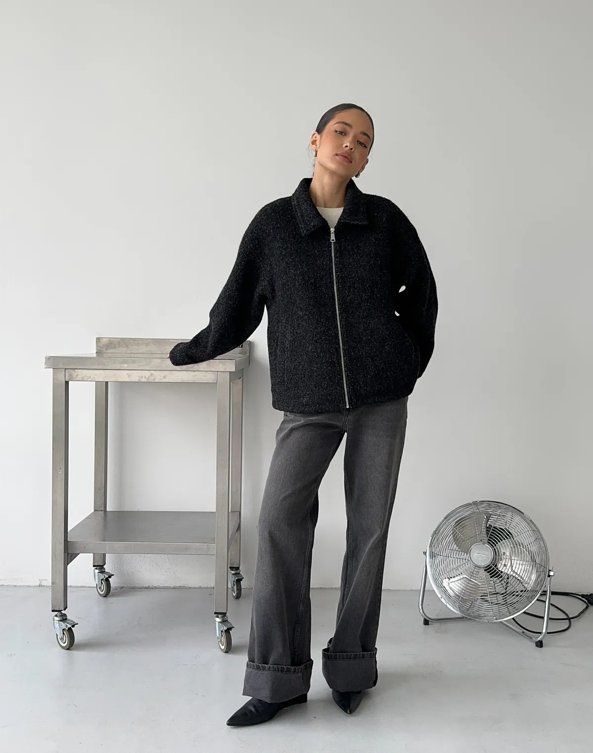 Куртка з пальтової тканини, чорна - Фото 7