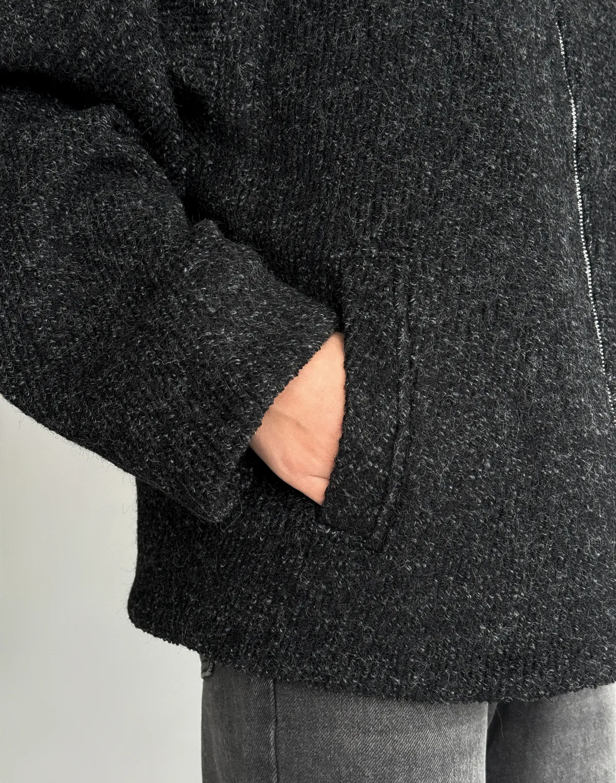 Куртка з пальтової тканини, чорна - Фото 5