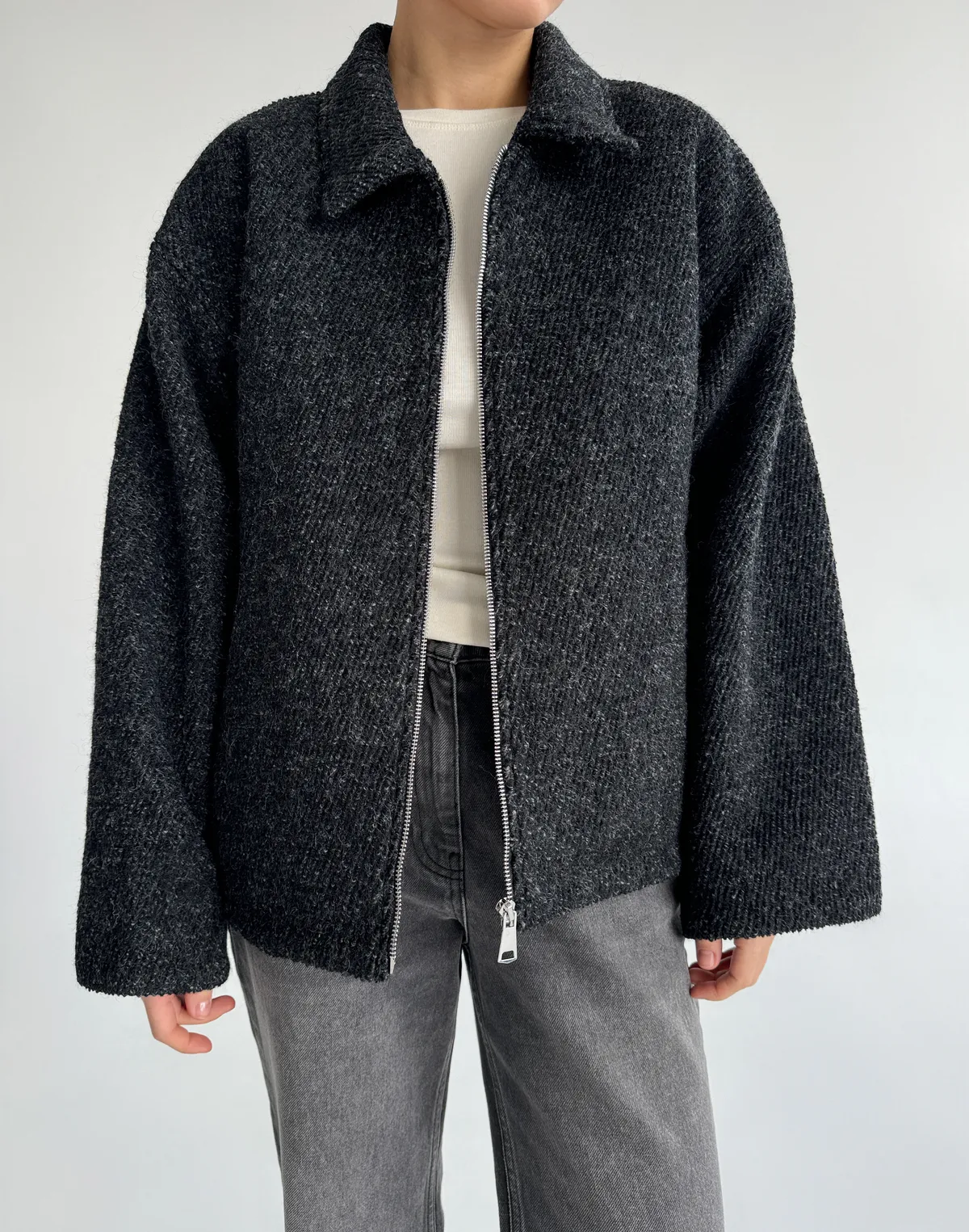 Куртка з пальтової тканини, чорна - Фото 4