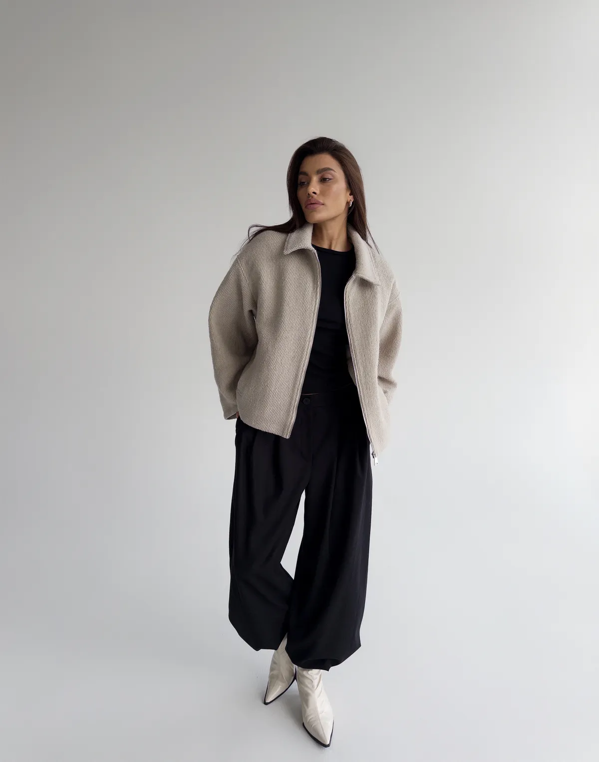 Куртка з пальтової тканини, мокко - Фото 8