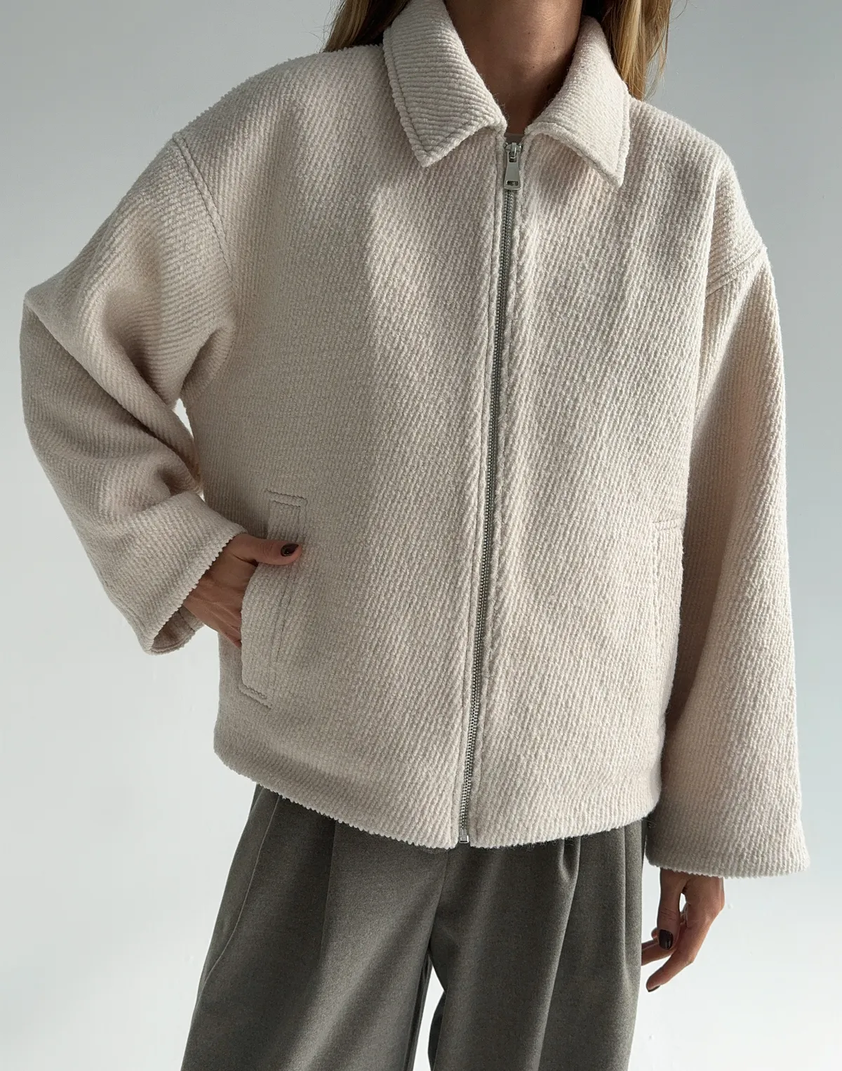 Куртка з пальтової тканини, світло-кавова - Фото 1