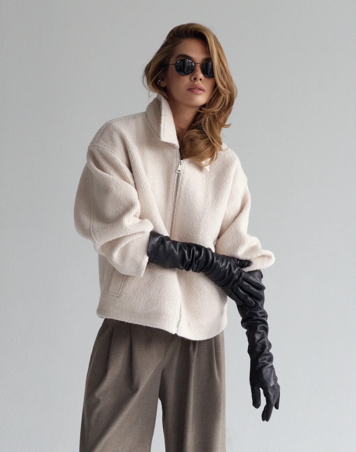 Куртка з пальтової тканини, світло-кавова - Фото 6