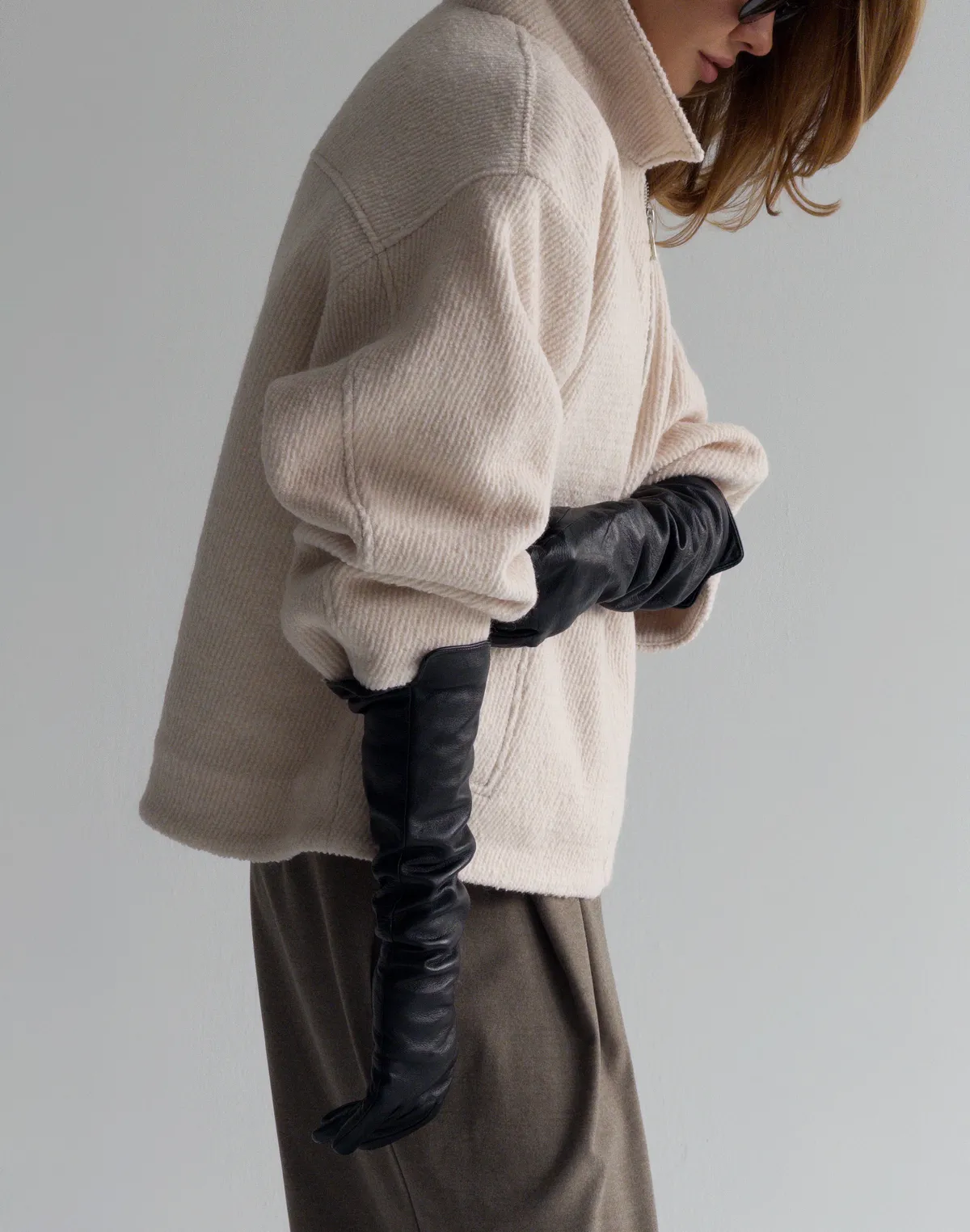 Куртка з пальтової тканини, світло-кавова - Фото 5