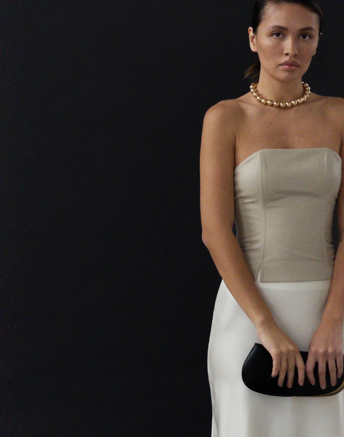 Корсет з екошкіри з зав`язками на спині, холодний беж - Фото 7