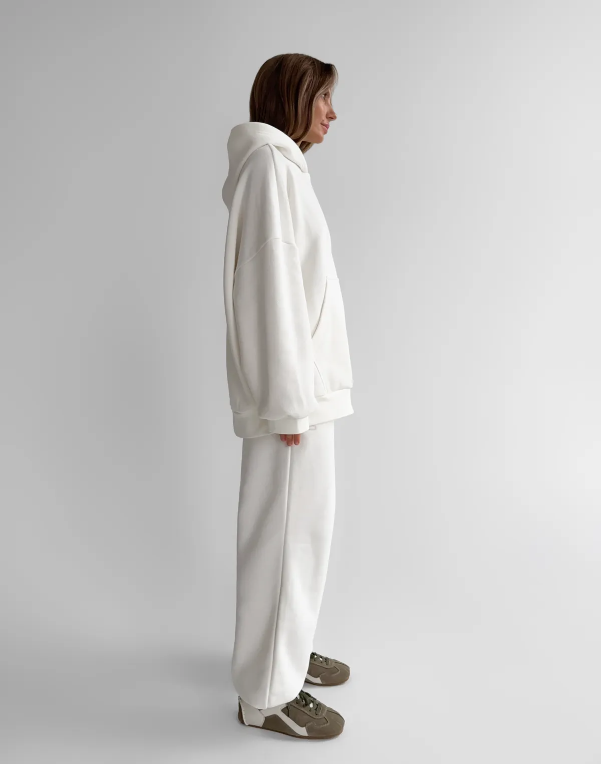 Комплект з начосом худі оверсайз та джогери базові, екрю - Фото 5