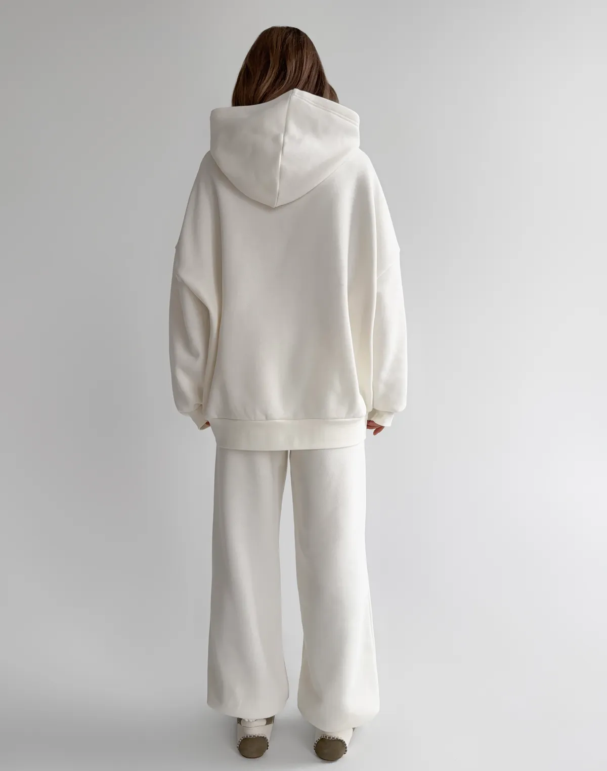 Комплект з начосом худі оверсайз та джогери базові, екрю - Фото 2