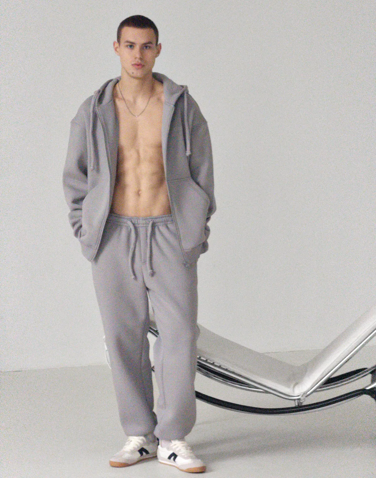 Комплект чоловічій зимовий з начосом зіпер та джогери, сірі - Фото 4