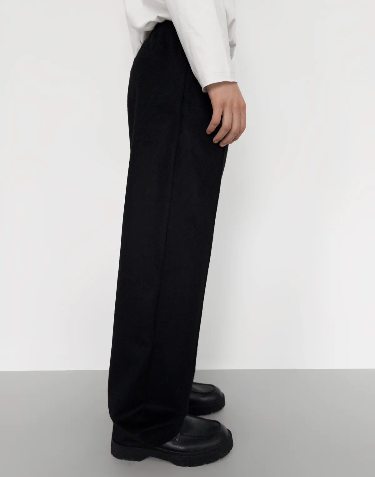 Чоловічі базові штани зимові з вовняної тканини, чорні - Фото 5