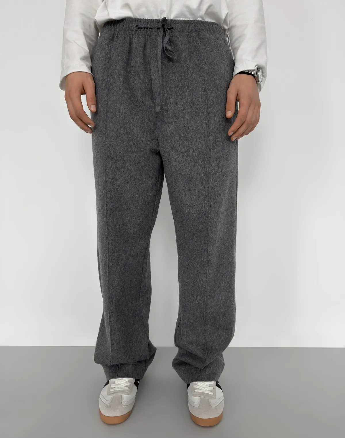 Чоловічі базові штани зимові з вовняної тканини, сірі - Фото 7