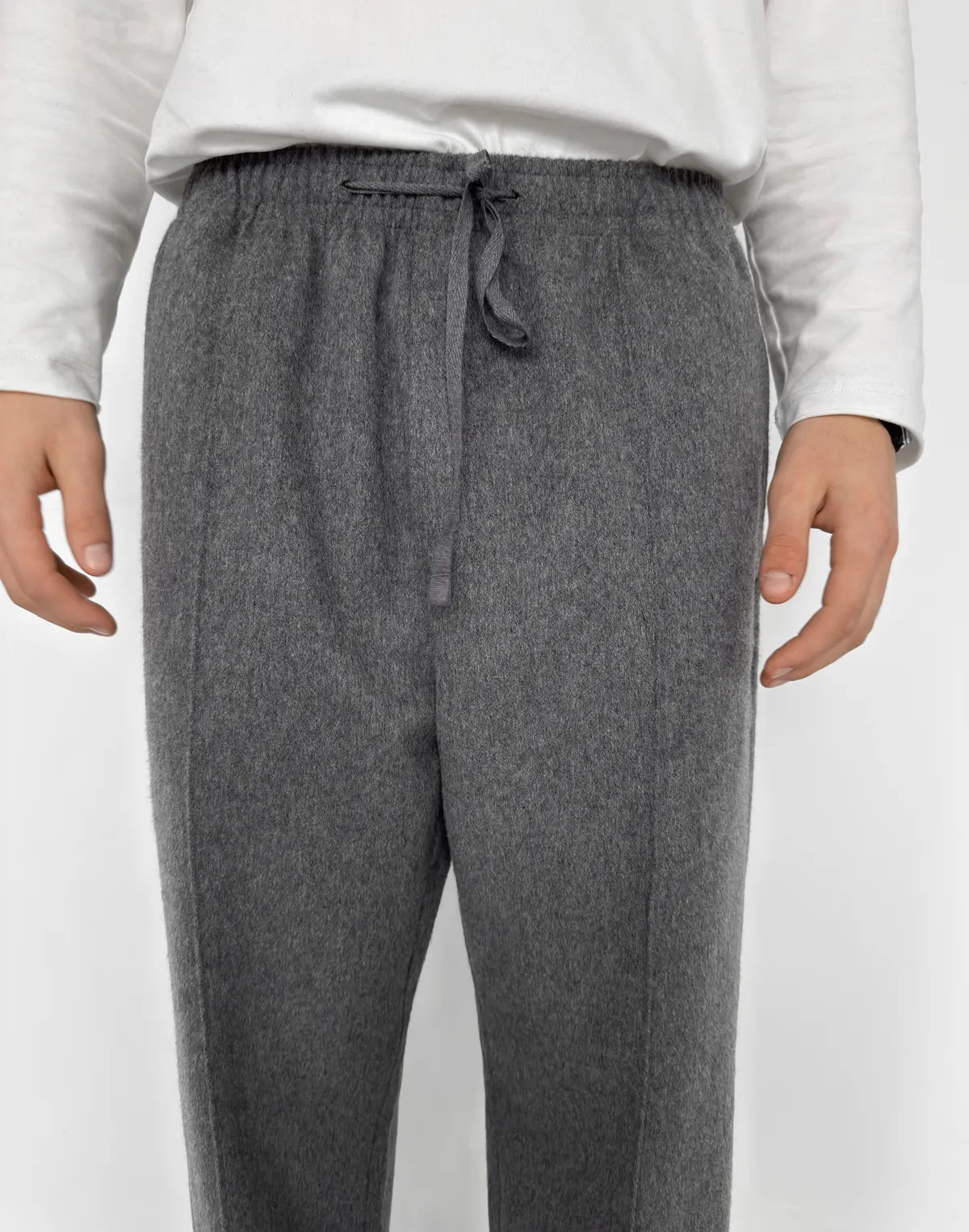 Чоловічі базові штани зимові з вовняної тканини, сірі - Фото 4