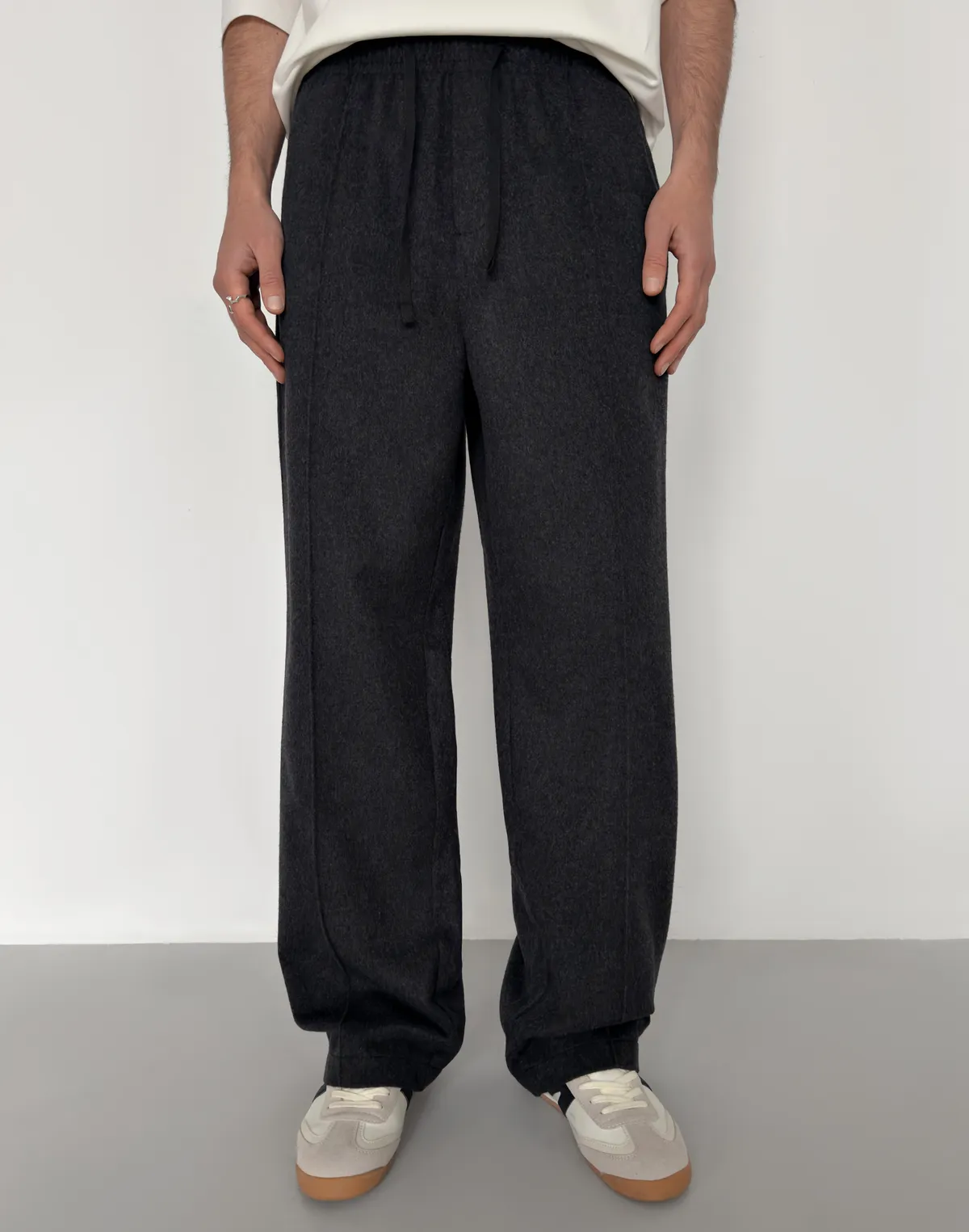 Чоловічі базові штани зимові з вовняної тканини, графіт - Фото 1