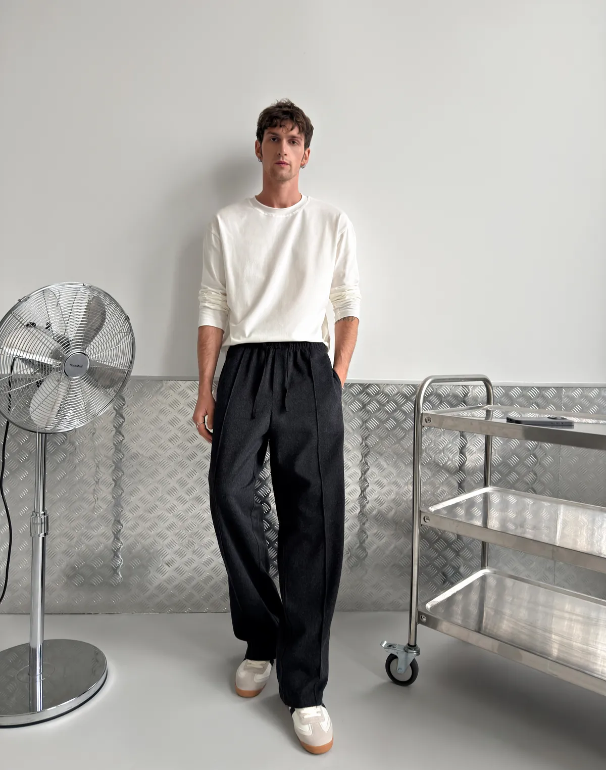 Чоловічі базові штани зимові з вовняної тканини, графіт - Фото 7