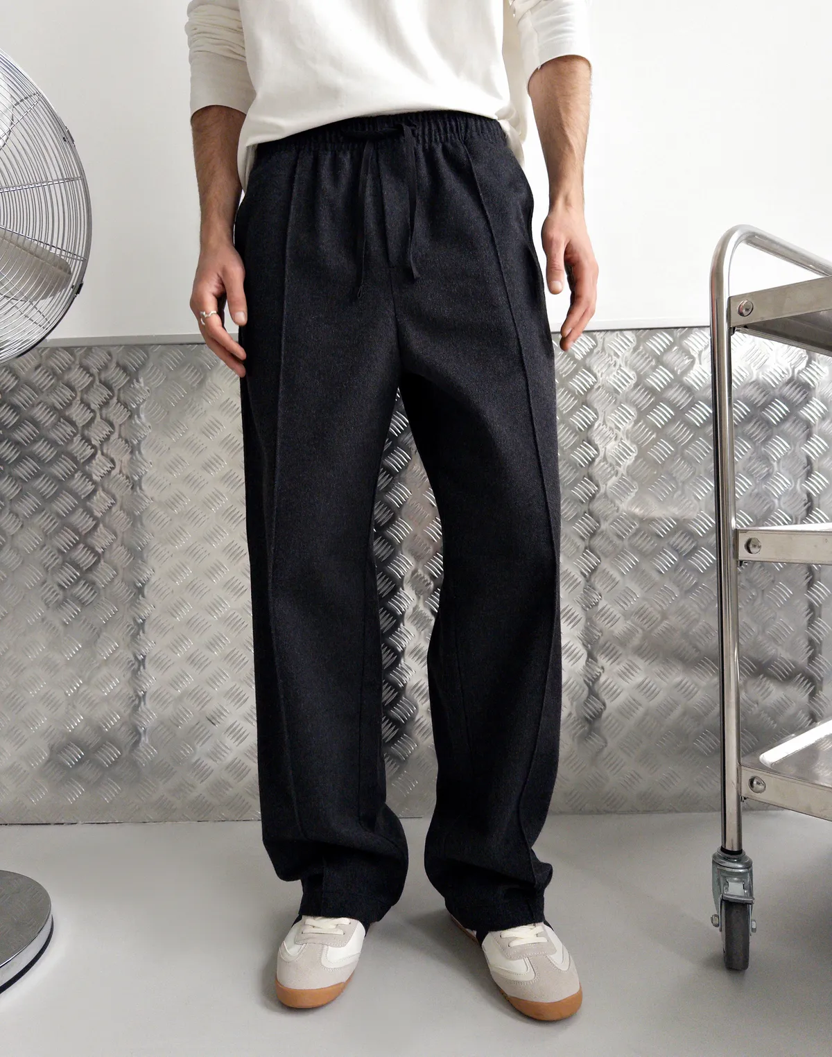 Чоловічі базові штани зимові з вовняної тканини, графіт - Фото 6