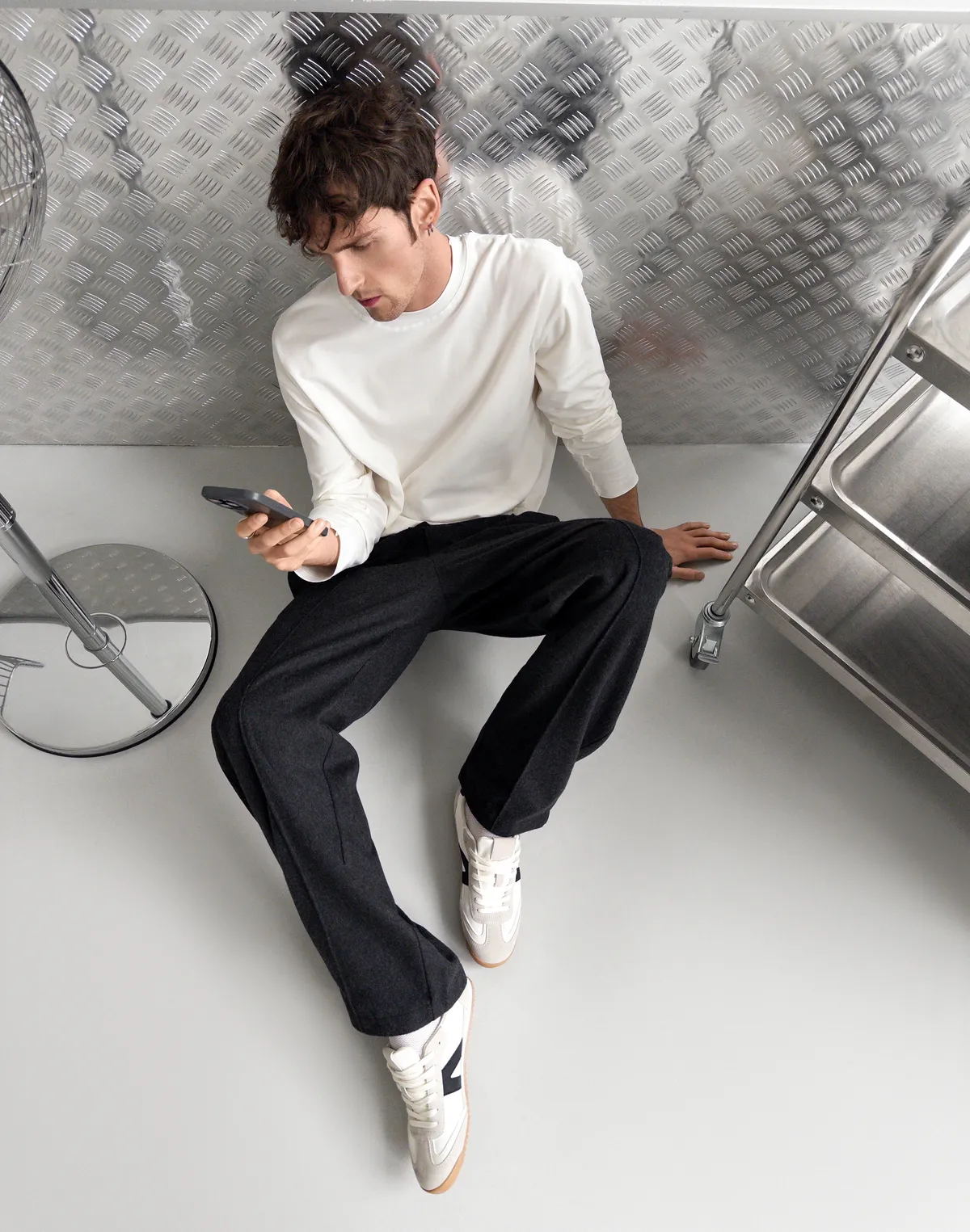 Чоловічі базові штани зимові з вовняної тканини, графіт - Фото 3