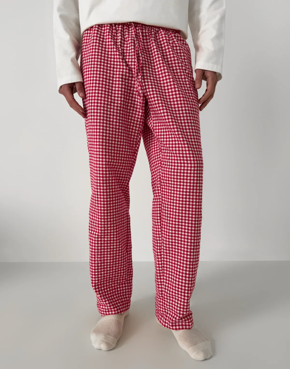 Чоловічі піжамні штани, червоно-білі - Фото 1