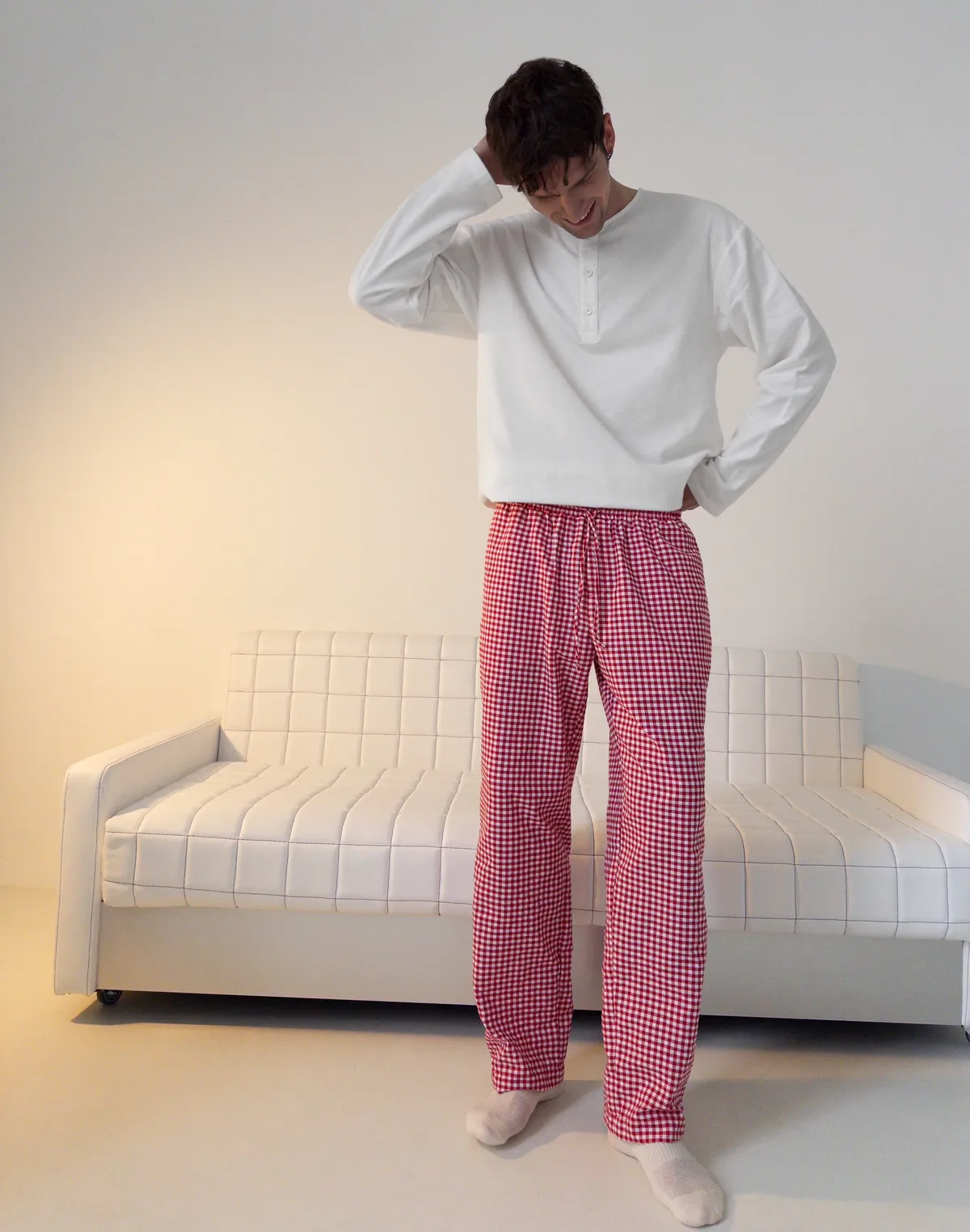 Чоловічі піжамні штани, червоно-білі - Фото 7