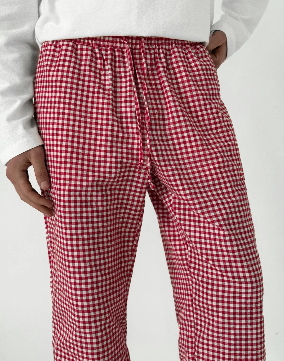 Чоловічі піжамні штани, червоно-білі - Фото 6