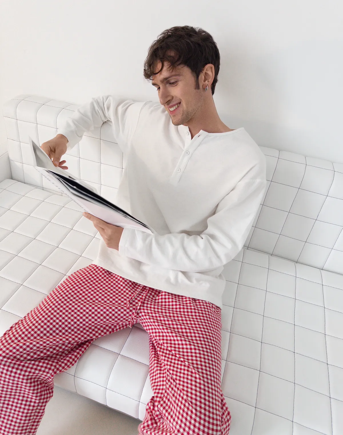 Чоловічі піжамні штани, червоно-білі - Фото 8