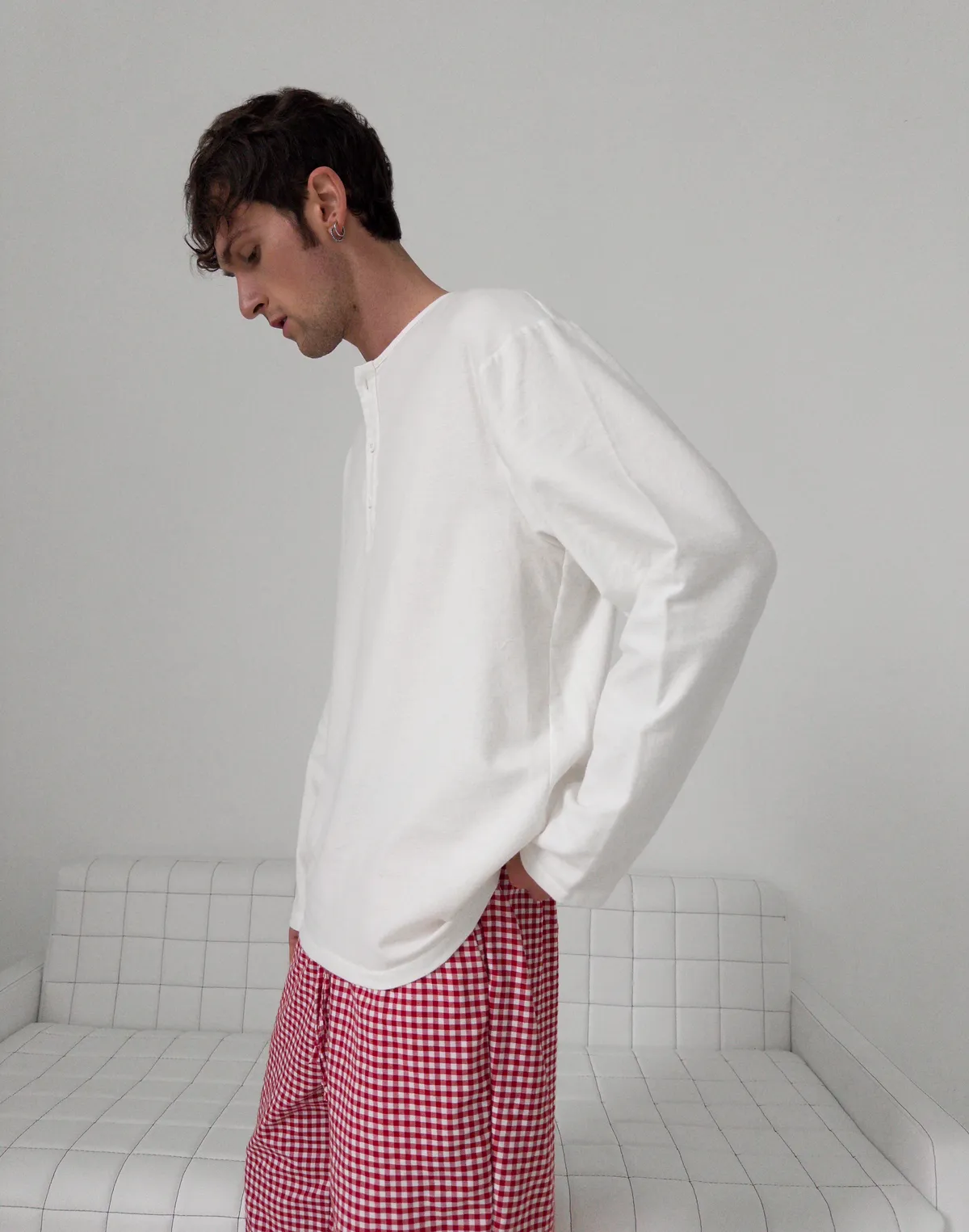 Піжамна сорочка чоловіча байкова, молочна - Фото 5