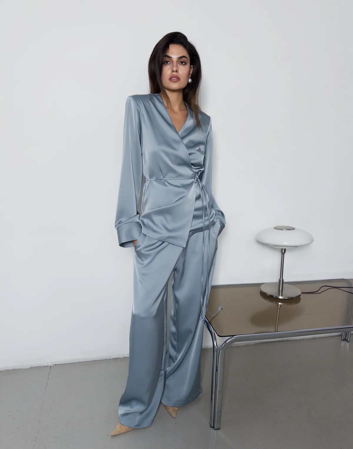 Сорочка-кімоно зі святкової колекції, блакитна - Фото 7