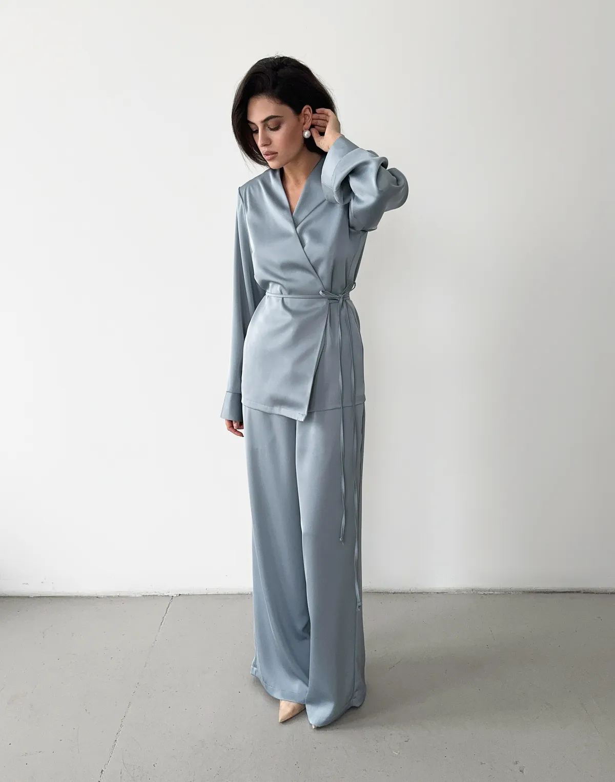 Сорочка-кімоно зі святкової колекції, блакитна - Фото 6