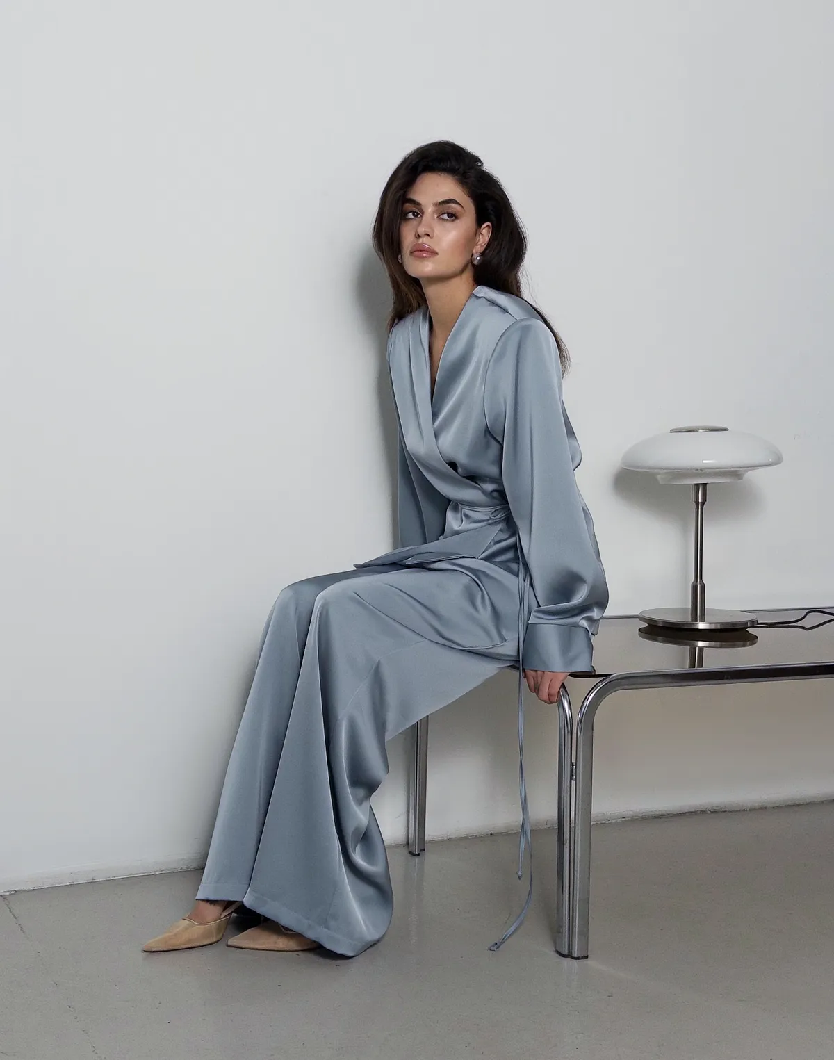 Сорочка-кімоно зі святкової колекції, блакитна - Фото 3