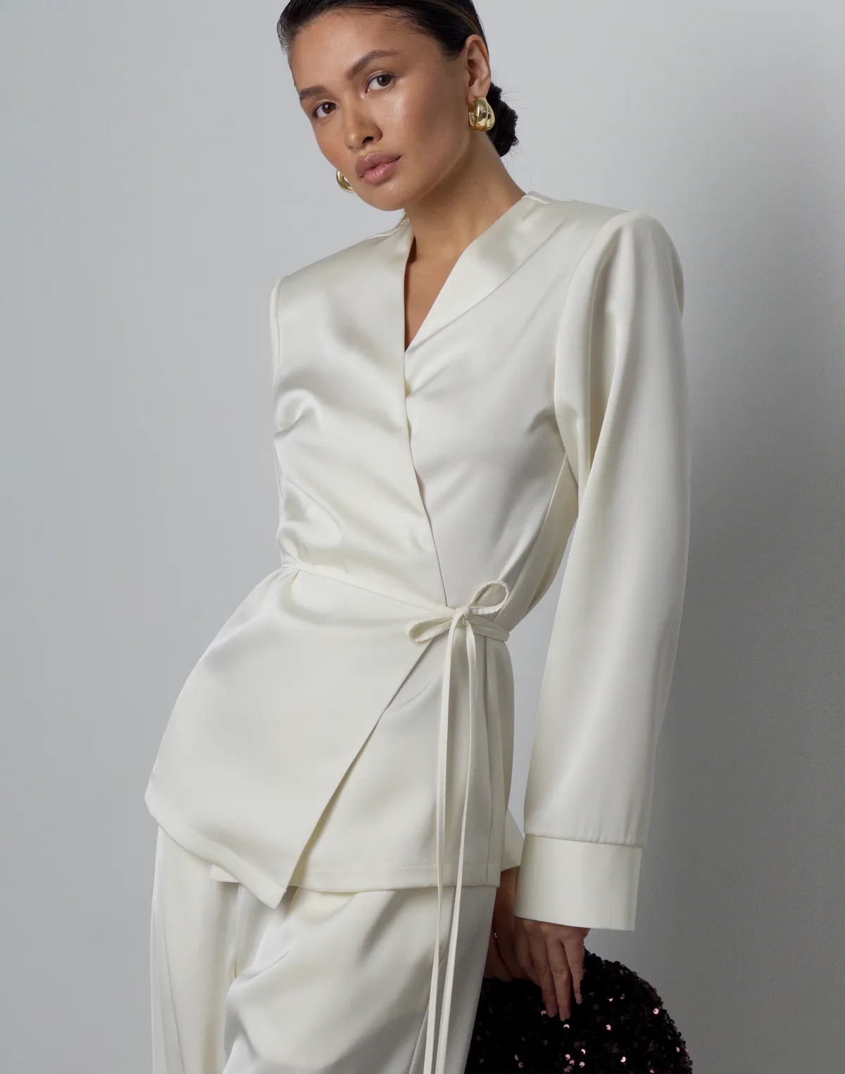 Сорочка-кімоно зі святкової колекції, молочна - Фото 1