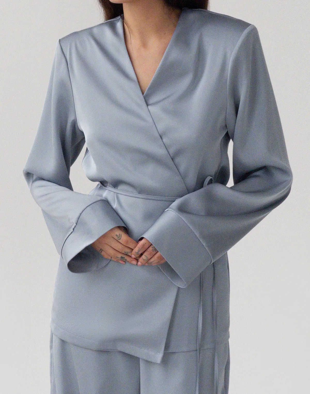 Сорочка-кімоно зі святкової колекції, блакитна - Фото 1