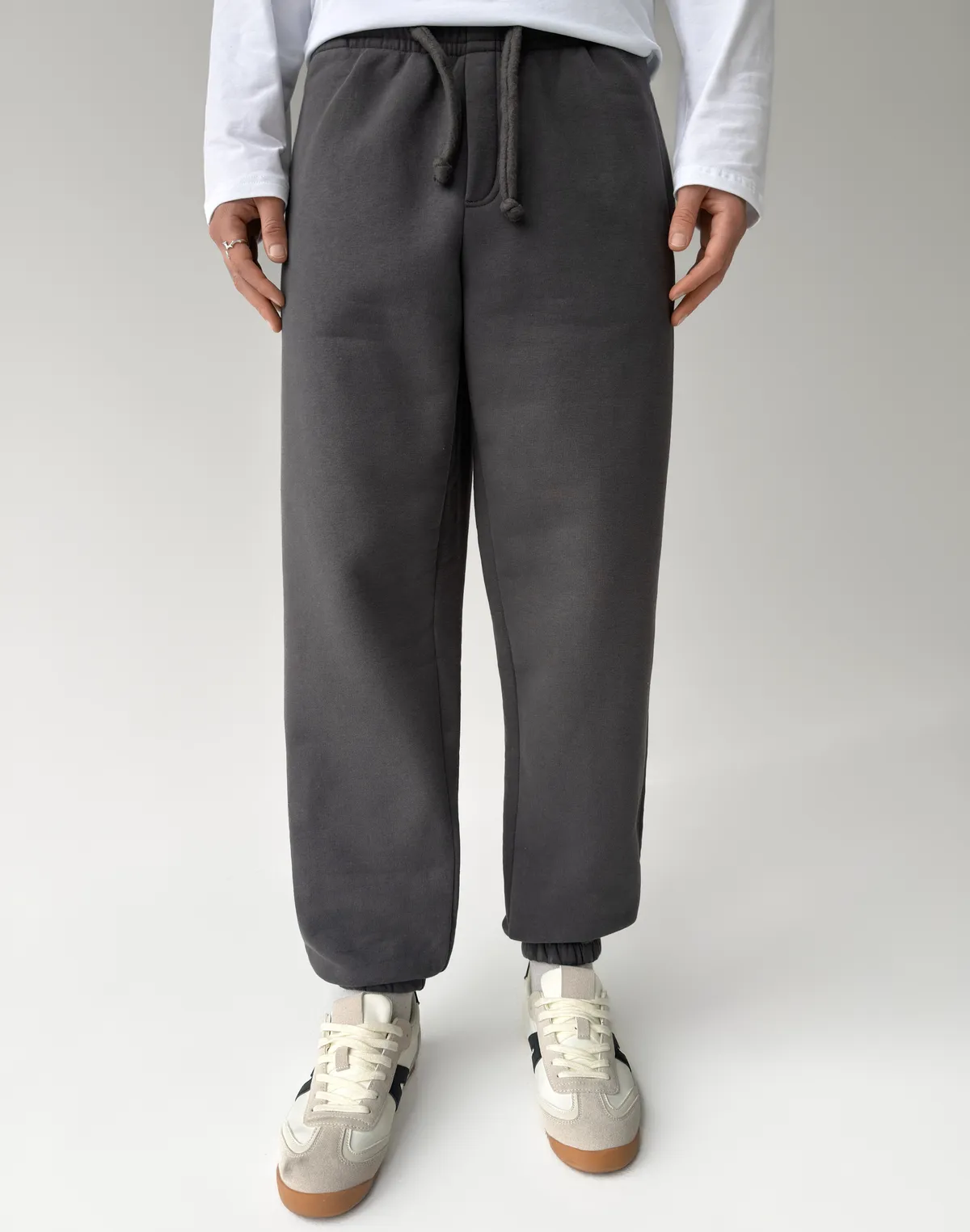 Зимові чоловічі джогери з начосом, графітові - Фото 1